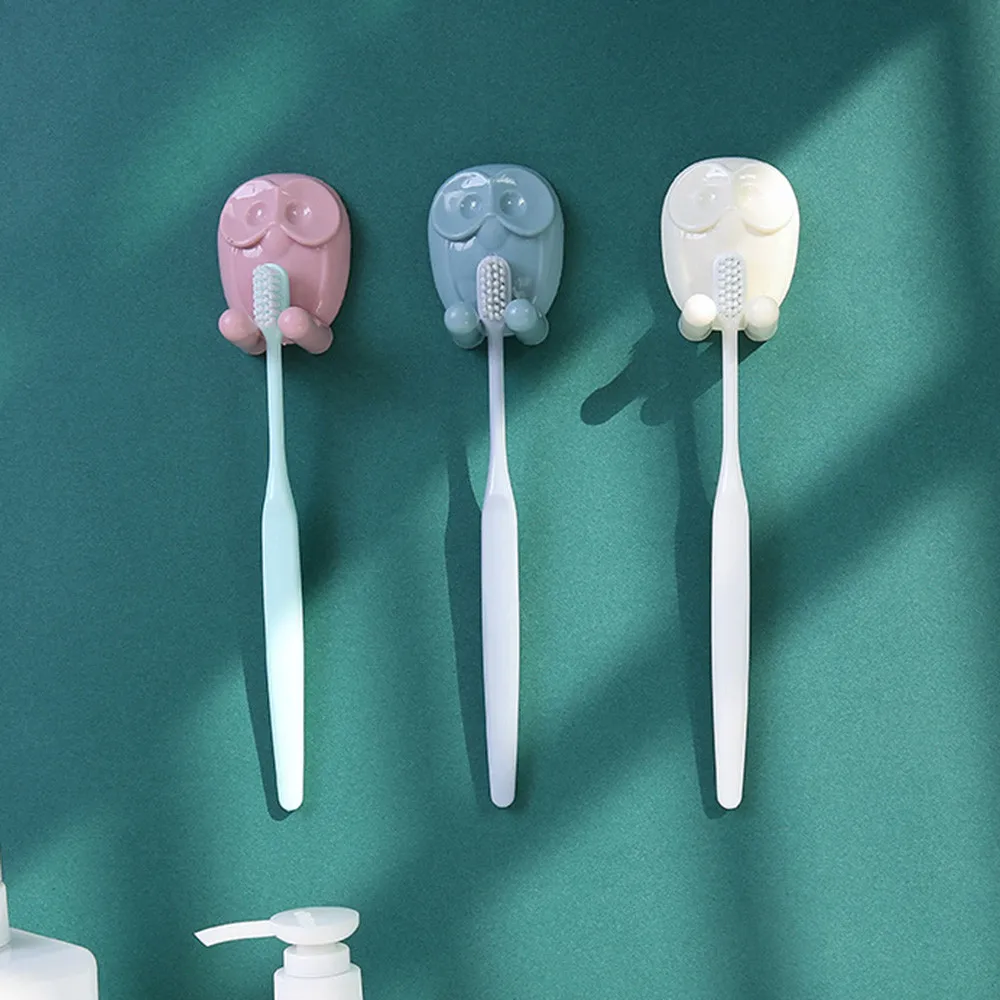 

Bathroom Accessories Owl Hook Plastic Kitchen bathroom Sticker Toothbrush Holder Rack Cartoon Socket Plug Hooks badkamer