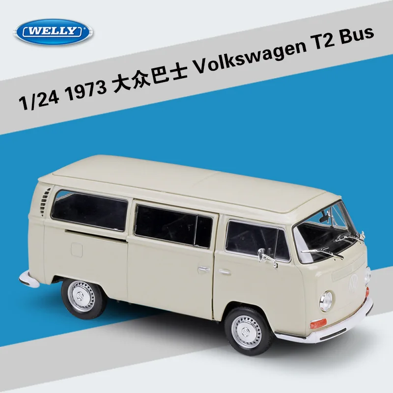 Welly 1:24 Volkswagen 1972 T2 модель автомобиля из сплава автобус литые под давлением и игрушечные транспортные средства коллекционные подарки не-пульт дистанционного управления Тип транспортная игрушка - Цвет: Светло-желтый