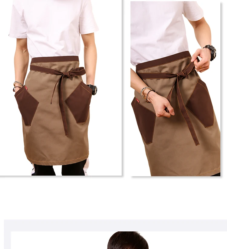 Fashion Korean canvas apron cotton restaurant kitchen coffee shop barber nail shop half-length overalls custom