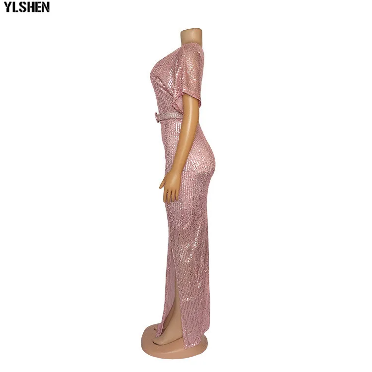 New African Dresses for Women Fashion Sequins Fur Fabric Bodycon Long Maxi Dress African Clothes Lady Elegant Paty Evening Robe 11