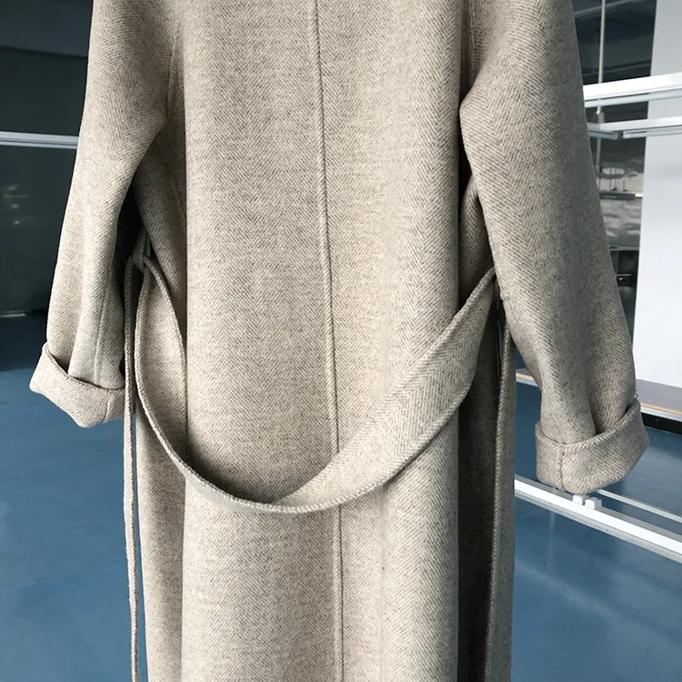 Зимнее кашемировое пальто, женское Свободное длинное пальто большого размера, Женское шерстяное пальто