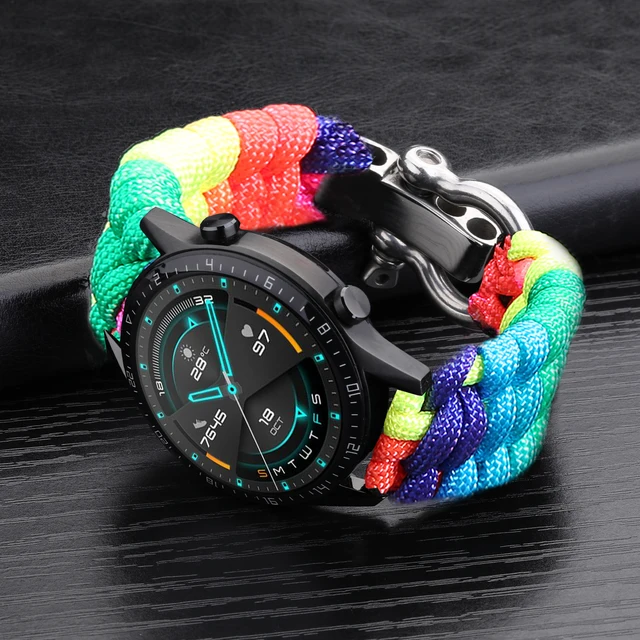 20 22mm Strap for Samsung Galaxy Watch 3 41mm 45mm Watch Band 42mm 46mm for Huawei Watch GT 2e Adjustable Buckle Rope Bracelet Rainbow