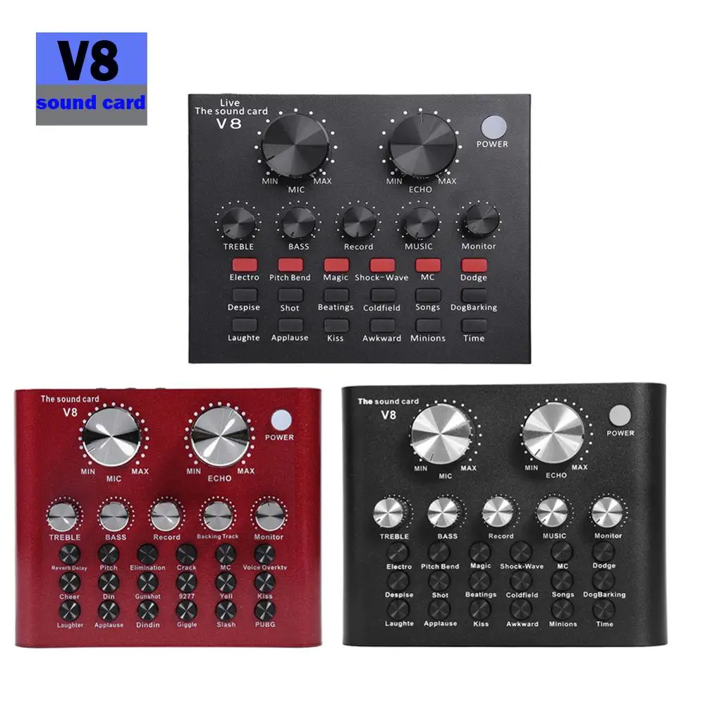 Cena V8 bluetooth audio USB zestaw słuchawkowy z mikrofonem Webcast karta dźwiękowa na żywo 112 rodzajów dźwięku elektrycznego do telefonu, komputera PC