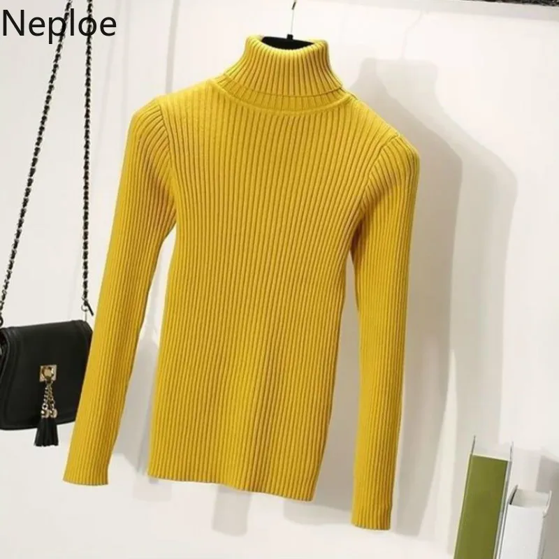

Neploe Autumn Winter Skinny Turtleneck Bottom Kint Sweater Korean Thick Student Solid Pullovers Wild Sueter Mujer Invierno 46009
