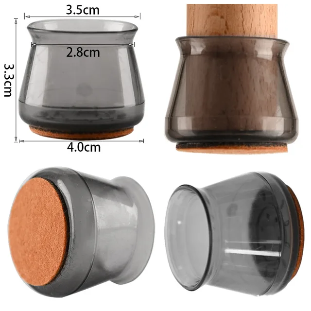 24pcs Silicon Chair Leg Covers Felt Bottom Soft Silicone Furniture Foot Protector Pads Anti-slip Table Legs Floor Protection Mat Iucid Black 24pcs