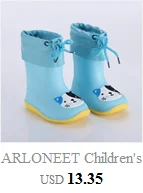 ARLONEET детские резиновые сапоги для дождя; Водонепроницаемый ПВХ сапоги плюс бархатные теплые резиновые сапоги; нескользящие носки для малышей, пинетки CA22