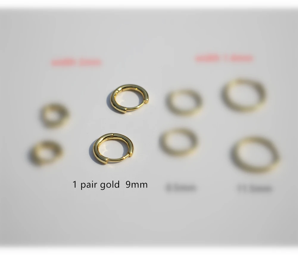 Серьги из стерлингового серебра 925 пробы, модное классическое простое кольцо для ушей, Пряжка для ушей, милые трендовые серебряные ювелирные изделия для девочек и мальчиков - Окраска металла: 1 pair gold 9 mm