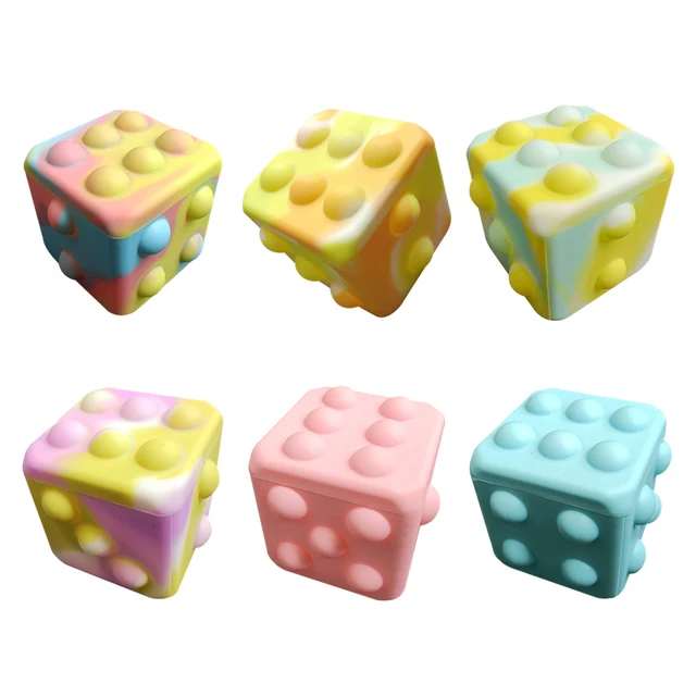 1PC Fidget Dice Toys Push Bubble Popper Cube Sensory Fidget Toys Puppet 3D Squeeze Dice Cube Ball Portable Popping Game 6