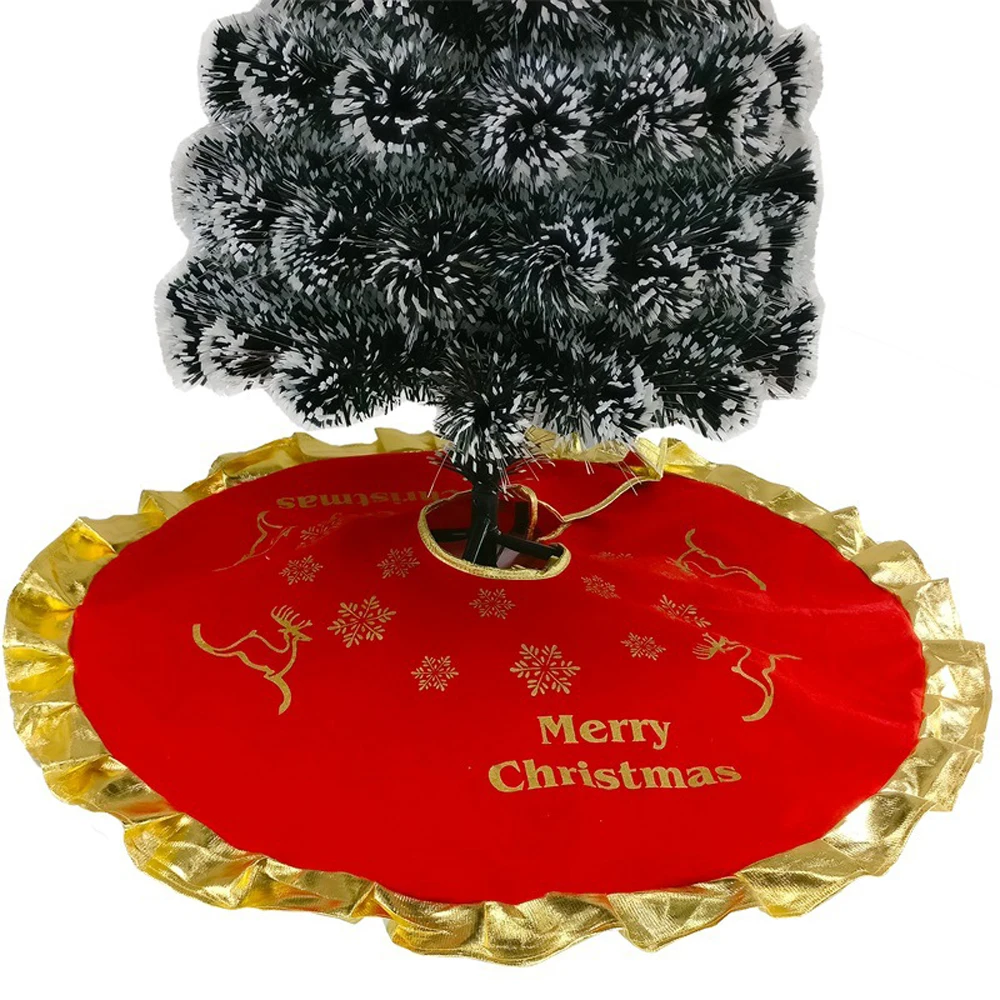 90/100 см прошитая Рождественская юбка Санта-Клауса со снежинками маленькая красная тканая юбка с елкой год Рождественское украшение для дома