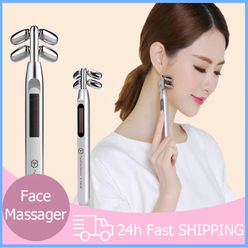 3D Micro-current Facial Beauty Apparatus Home Roller Massager 180° Facial Massage Apparatus Lifting Firming Face Wrinkle removal