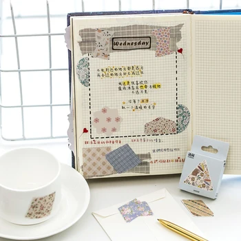 

50pcs/box New Lovely Cloth Life Paper Handmade Decorative Stationery Stickers Scrapbooking DIY Diary Album Stick Label