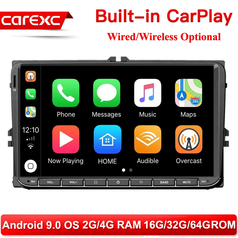

CarExc Wirless CarPlay 2 din 9'' Android 9.0 Radio Stereo GPS Navi for VW Passat B6 CC Polo GOLF 5 6 Touran Jetta Tiguan Magotan