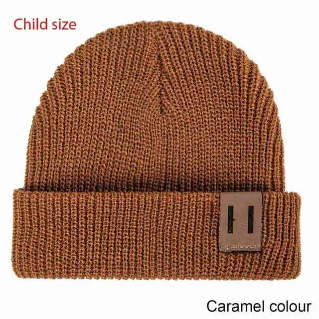 child caramel TRUENJOY/Новое поступление, Детская Зимняя Шапка-бини, мягкая теплая вязаная шапочка-бини для мужчин и женщин, SKullies, девочки-мальчики, взрослые дети - Цвет: child caramel