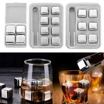 

Reusable Bar Whiskey Cooler Stainless Steel Ice Cubes Whiskey Wine Cooling Beer Drinks Cooler Ice Kitchen Gadgets