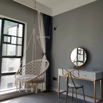 

Round Hammock Chair Outdoor Indoor Dormitory Bedroom Yard for Child Adult Swinging Hanging Single Safety Chair Hammock