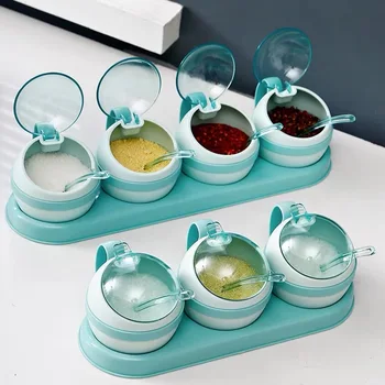 

4pcs Spice Rack Spice Bottle Storage Rack Spice Jars Set Storage Kitchen Salt Seasoning Jar Pepper Bottle Barbecue Shakers