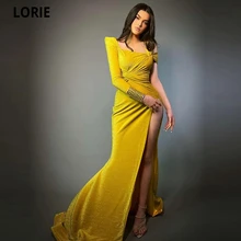 LORIE – robe De soirée De forme sirène, tenue De soirée, une manche, fente latérale, Satin, nouvelle mode 