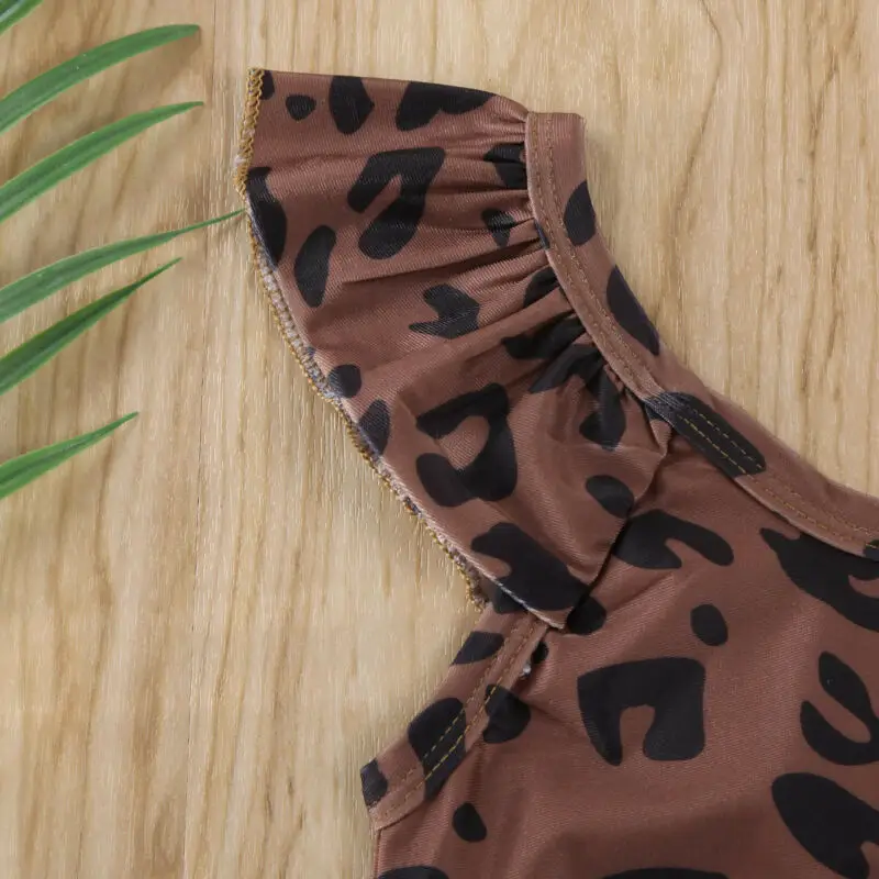 bikinis Swimwear bodysuits Baby Girls Bathing suits  Summer Leopard Printed Bikini One Piece Swimwear Backless Bathing Suit