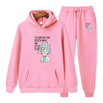

Men Hoodies Sweatshirts Pants Sets Rick and morty Anime Printed 2020 New autumn Casual hoody pullover Sportswear