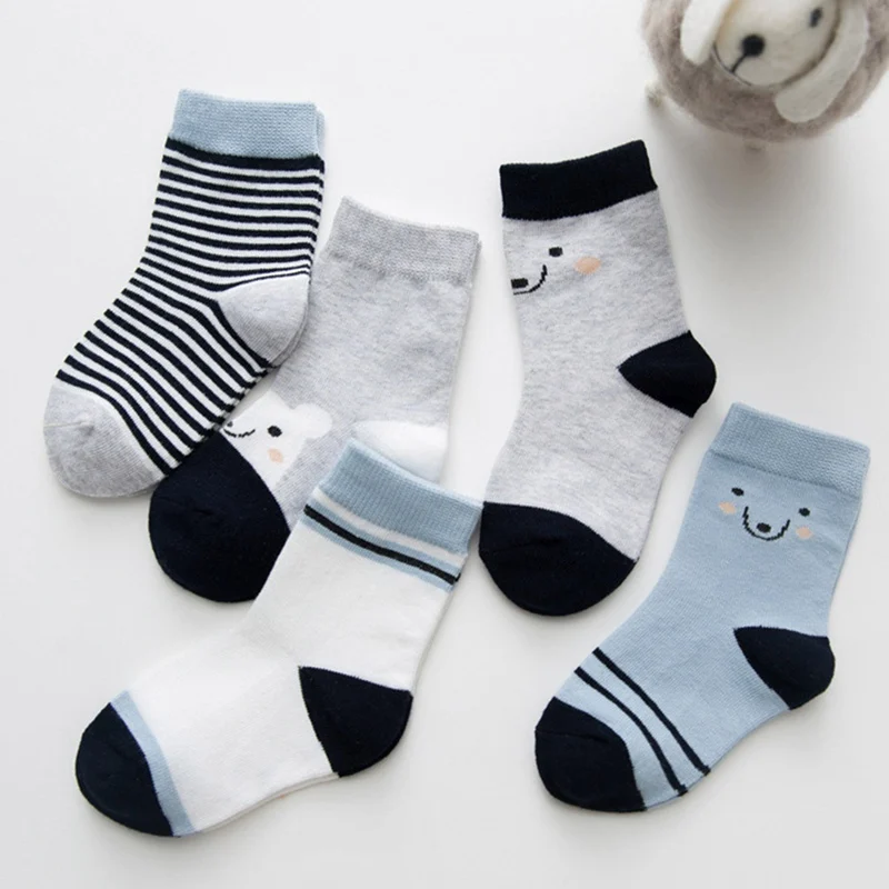 NV Children's Cartoon Bear Socks Socks Cute Baby Warm Socks New Winter Striped Children's Socks Cotton - Цвет: NV