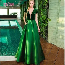 Элегантные длинные вечерние платья на заказ с v-образным вырезом и короткими рукавами, бархатное вечернее платье с карманами, вечерние платья Vestido De Fiesta