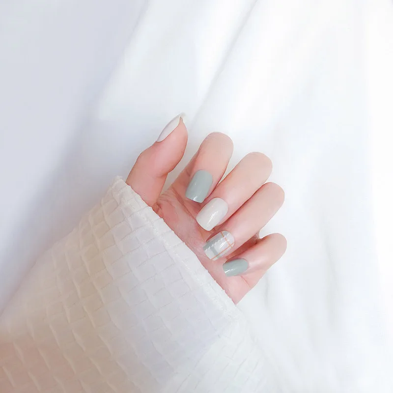 

24Pcs/Set Fake Nails Tips Square Top Finish Design Finger Nail Art Decor 998