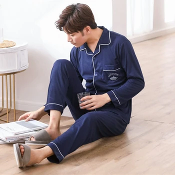 

2020 Autumn Winter Cotton Casual Pajamas Sets For Men Long Sleeve Soft Comfortable Pyjama Male Homewear Lounge Wear Home Clothes
