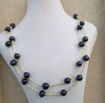 

NEW HUGE AAA 10-11MM SOUTH SEA BLACK PEARL NECKLACE 40 "YELLOW CLASP