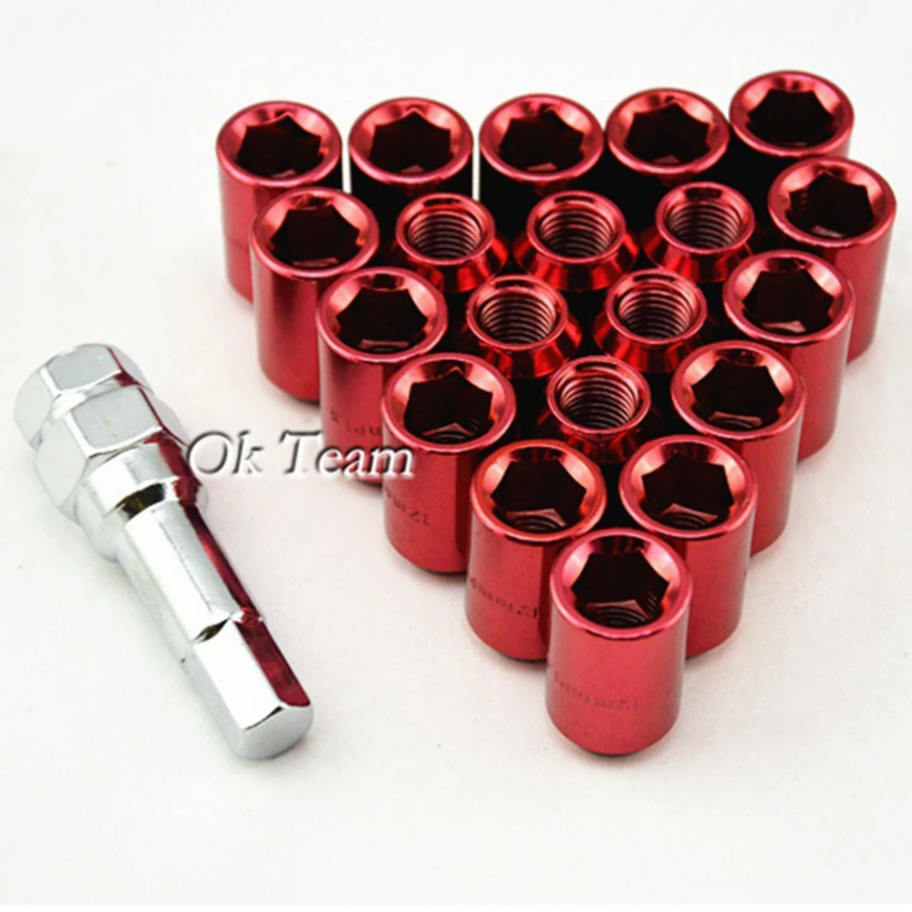 20 Pcs 12x1.5 mm Car Auto Racing Wheel Lug Nuts Nut Kit Sets Screw Alloy Red New