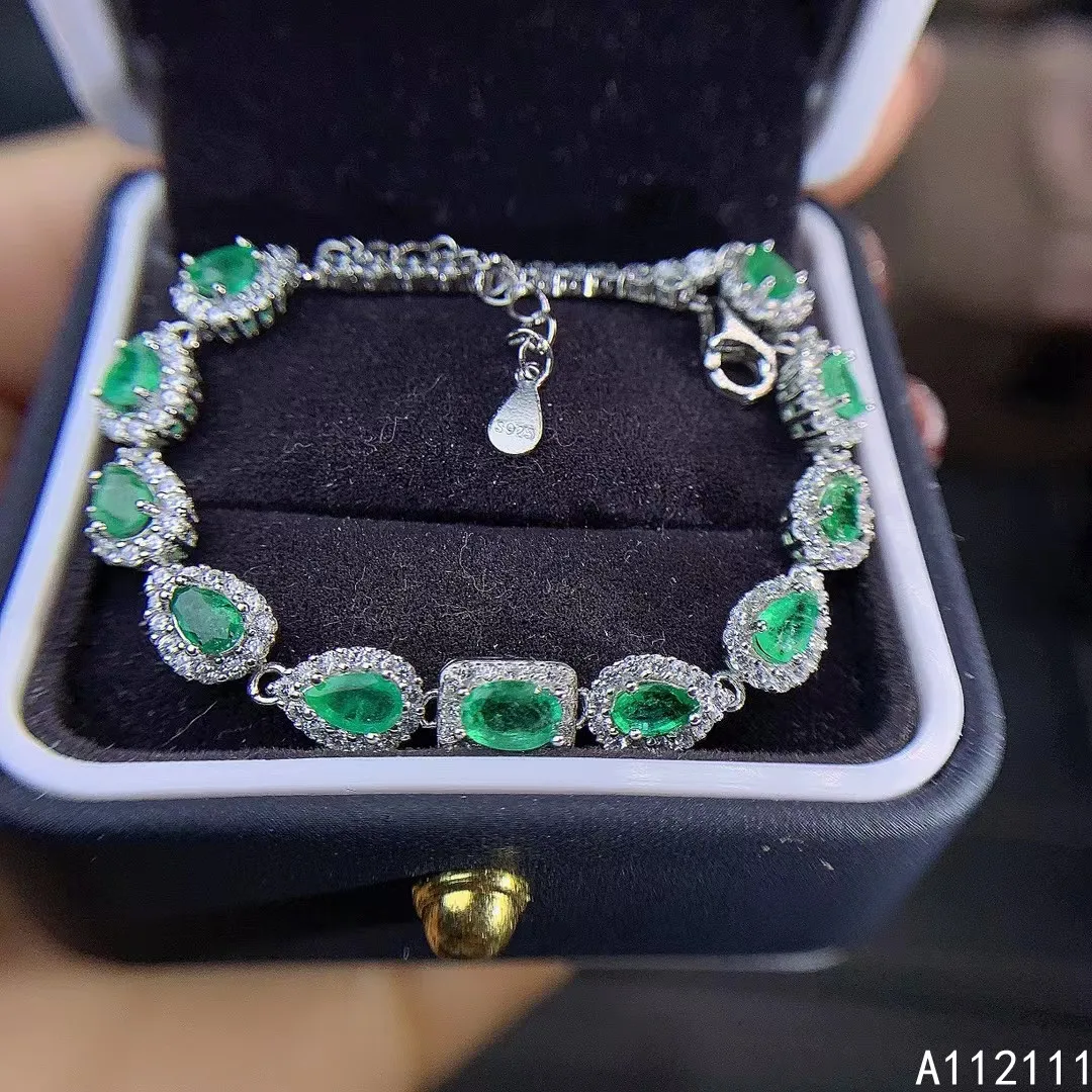 Emerald and Diamond Halo chain Bracelet - Bracelets from Monili Jewellers UK