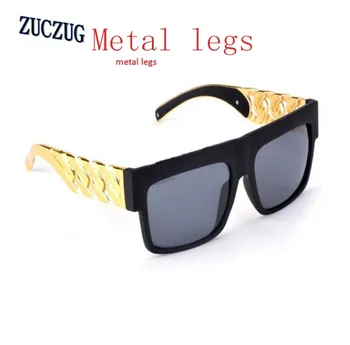 

Brand Designer Metal Legs Gold Color Chain Twisted Fashion Sun Glasses Female Oversized Big Frame Women/Men Vintage Sunglasses