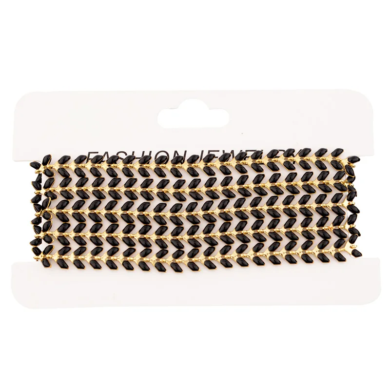 SAUVOO Oil Drop Wheat Shape Link Chains Necklace Gold Copper Chain Design Jewelry Accessories/Jewelry Findings & Components