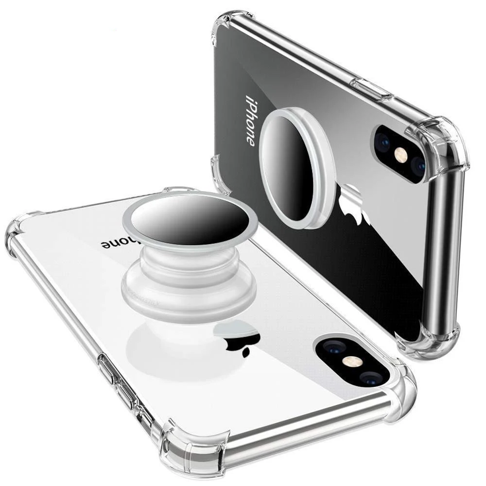 Чехол для iPhone X XS Max XR 8 7 6s Plus Магнитная подставка для зеркала заднего вида противоударные прозрачные чехол для iPhone 6 6s 7 8 Plus прозрачные чехлы - Цвет: Прозрачный