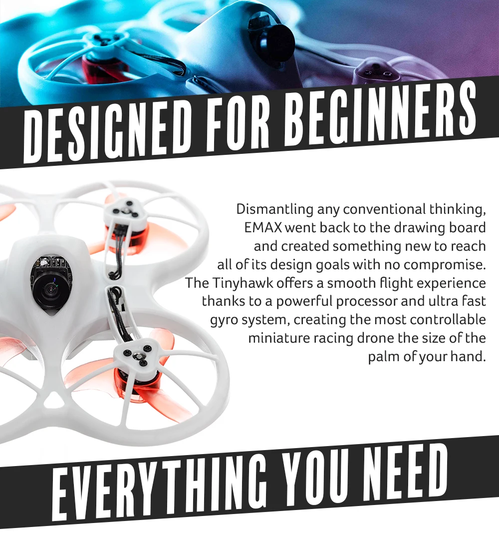 Emax Tinyhawk Крытый FPV гоночный Дрон BNF F4 4в1 3A 15000KV 37CH 25 МВт 600TVL VTX 1S