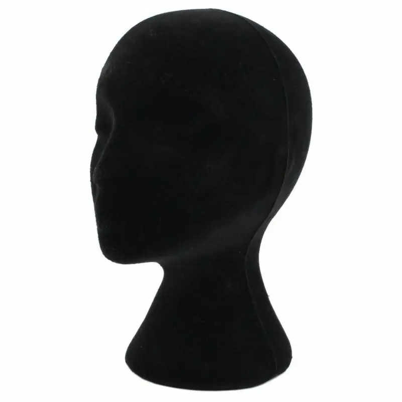 

Female Styrofoam Mannequin Black Wig Glasses Hat Display Stand Popular Foam Head Model Storage Holders White 1PC