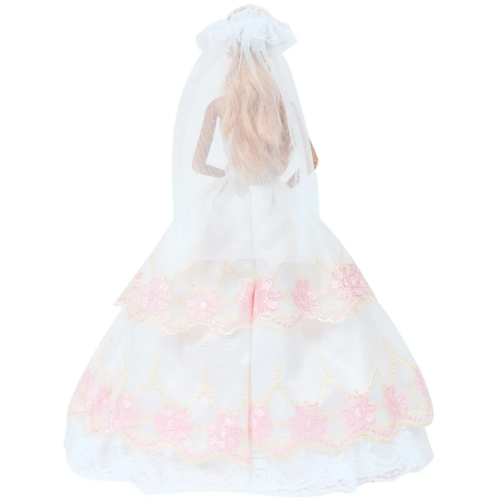 Модное Кукольное платье ручной работы, вечерние платья для танцев, одежда для невесты, белое платье+ кружевная вуаль, Одежда для куклы Барби, аксессуары, детские игрушки