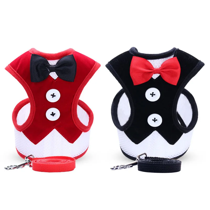 

F Teddy Harnesses Vest Bow Evening Dress Dog Chest Strap Classic Dogs Leashes for Small Dogs Collar Puppy Harness Collar