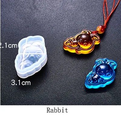Rabbit Popular1PC 12 Китайский Зодиак в форме жидкого кремния УФ смолы формы для изготовления ювелирных украшений серьги аксессуары для волос ювелирные изделия инструменты - Цвет: Rabbit
