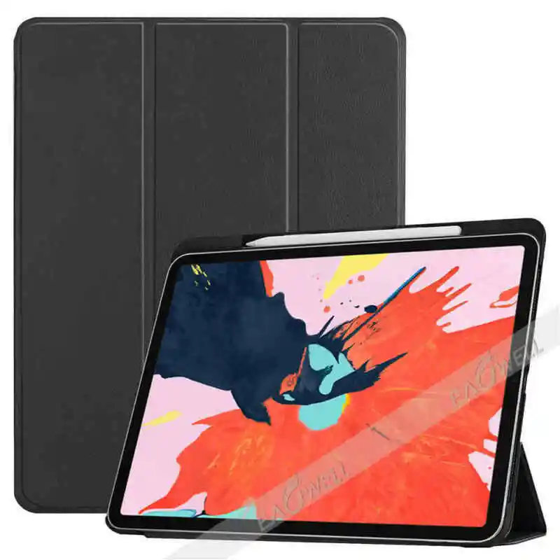 Умный чехол для планшета iPad Pro 12,9 дюйма, противоударный трехскладной чехол-подставка из искусственной кожи с откидной крышкой, чехол с функцией автоматического сна