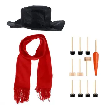 

Snowman Decorating Dressing Kit Winter Holiday Outdoor Toys Decoration Christmas Gift Hat Scarf Pipe Eyes Mouth Button Nose 13pc