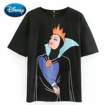 

Disney Chic Fashion Snow White The Evil Queen Witch VILLAIN Cartoon Print Women T-Shirt Short Sleeve O-Neck Pullover Tee Tops