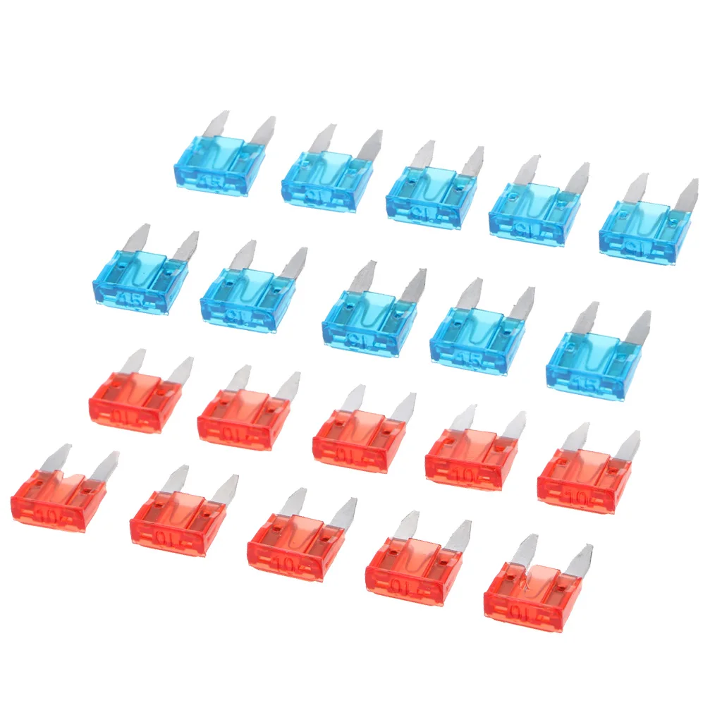 20X 10A 15A Mini Fuse Blade Fuse Assortment For Car Boat Truck SUV Assorted