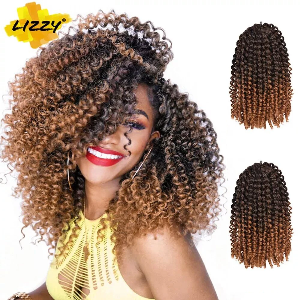 Afro Kinky Twist Crochet Hair Synthetic Curly Omber Marley Braids Braiding Hair  Extensions For Black Women 8-12inch Lizzy Hair