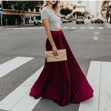Шифоновая юбка, новая осенняя зимняя женская юбка с высокой талией, одноцветная длинная юбка, плиссированная юбка миди макси, юбка для танцев на каждый день