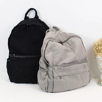 

Literary Fan Canvas Bag Men and Women Simple Casual Backpack Mori High School College Student Bag