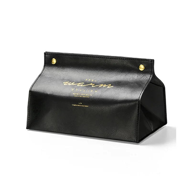 black Household Leather Tissue Case Tissue Napkin Holder Paper Dispenser for Home Office Car Decoration Accessories - Color: black