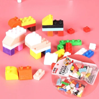 

1 Set Creative Building Blocks Shape Erasers Assembled Block Rubber Pencil Eraser Student Learning Stationery for Children Gifts