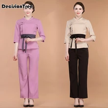 Женская медицинская Униформа спа стоячий воротник uniforme спа скраб костюм Одежда для спа horeca Одежда для официанта