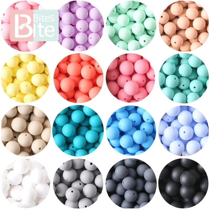 

bite bites 15mm 10pc Silicone Beads Food Grade Silicone Baby Teething Products Chews Pacifier Chain Clips Beads Baby Teether Toy