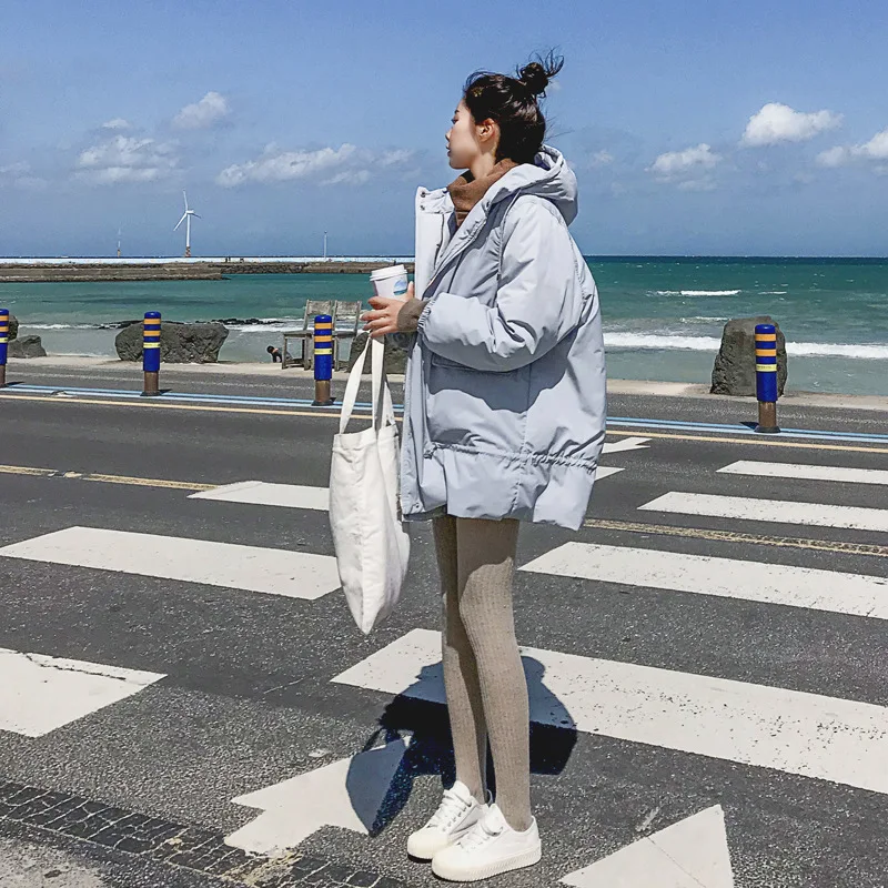 

Cotton Coat Women's 2018 New Style INS Coat Women's Winter Hong Kong Style Thick Korean-style Loose-Fit over-the-Knee down Coat